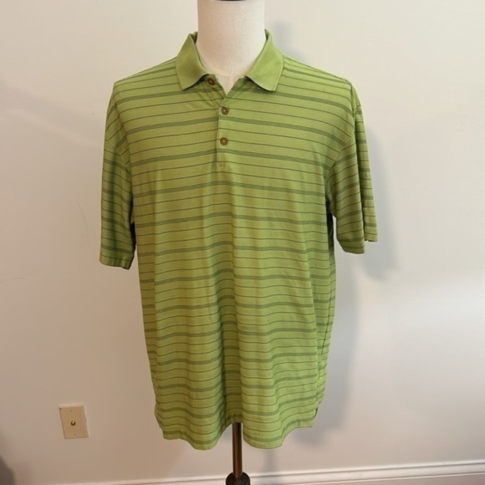 Nike golf lime green striped polo shirt size XL